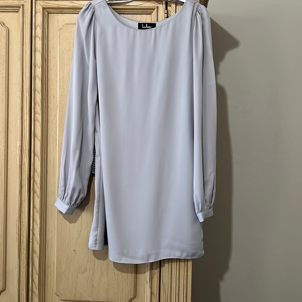 Lulus gray long sleeve mini/midi dress
